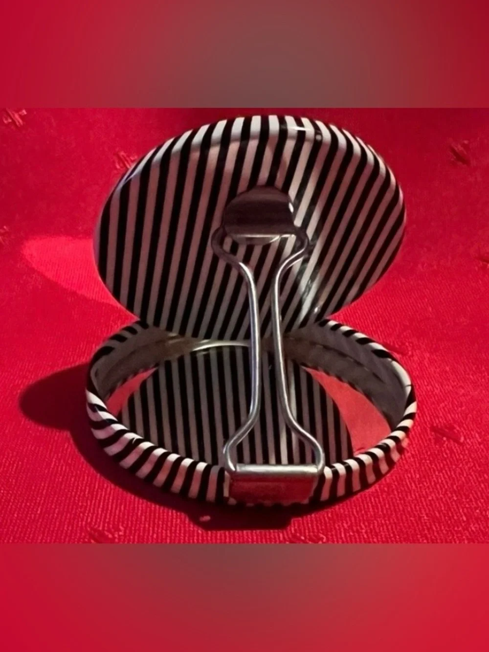 Rare Vintage made in Germany Striped Black and White Pocket Mirror